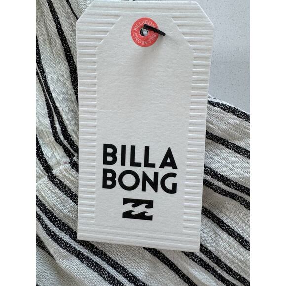 NWT Billabong Romper Tie-Front Med. Cream Black Striped Twist And Jump JNO9NBTW - Picture 3 of 15